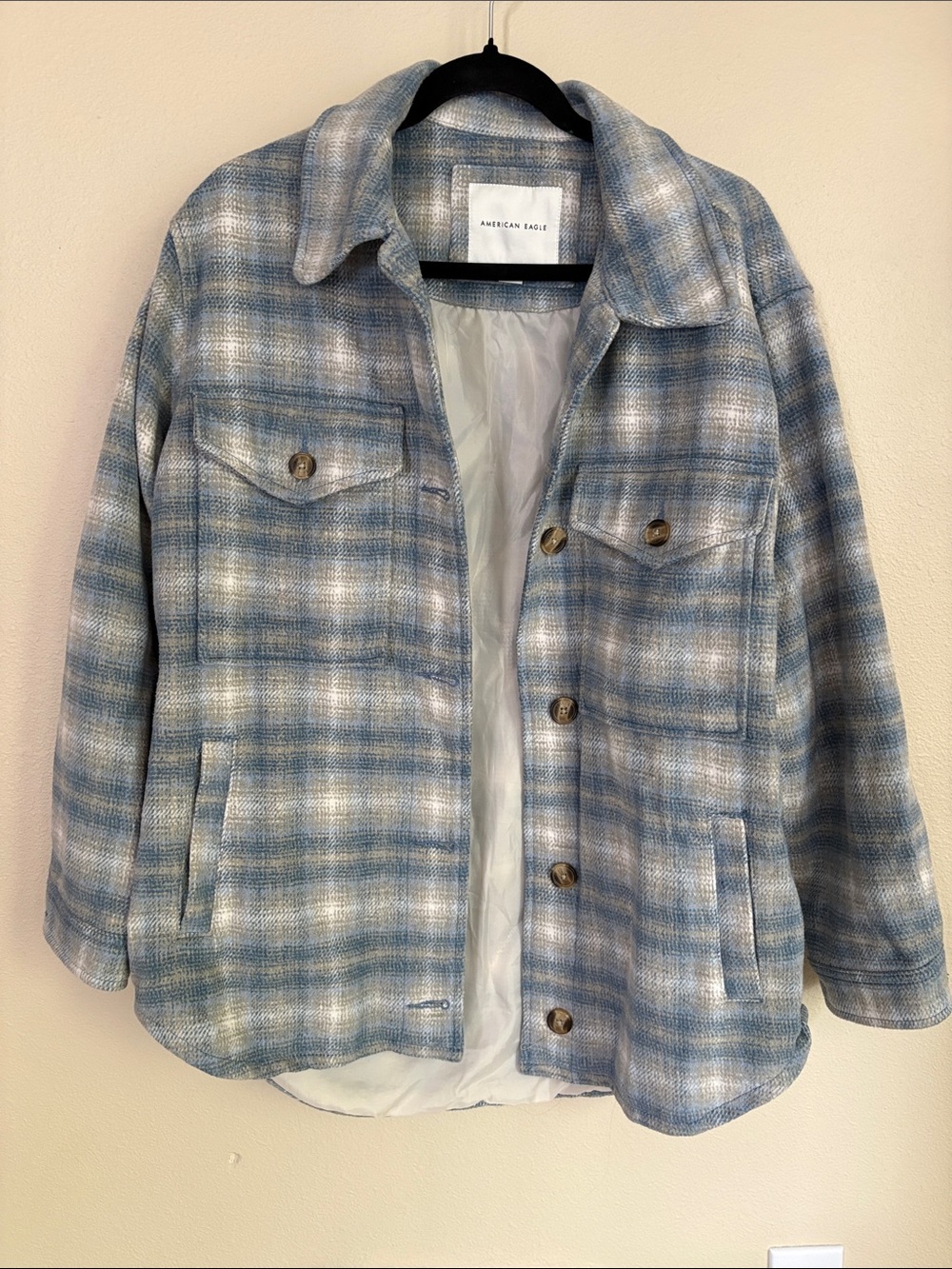 American Eagle Outfitters Blue & White Plaid Shacket